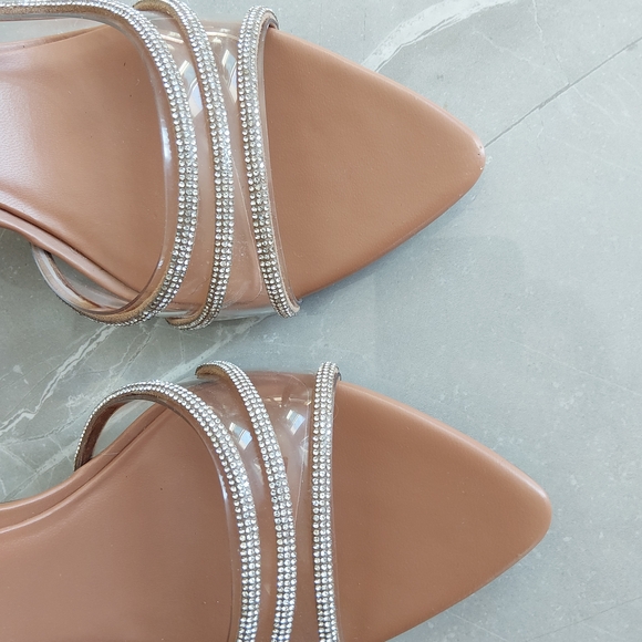 Zara Brown Rhinestone Strap Heels - Picture 3 of 6